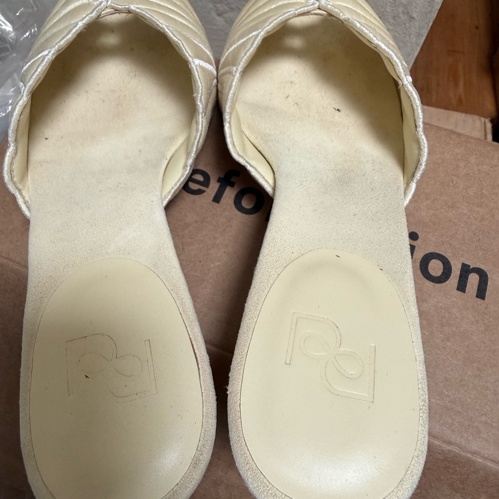 Reformation Waldena heels seashell cream puff block heel taffeta 8.5 - Picture 6 of 10